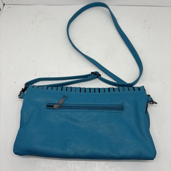 Mellow World Rainbow Twisted Crossbody Clutch Turquoise w/ Shoulder Strap - NICE - Picture 2 of 8